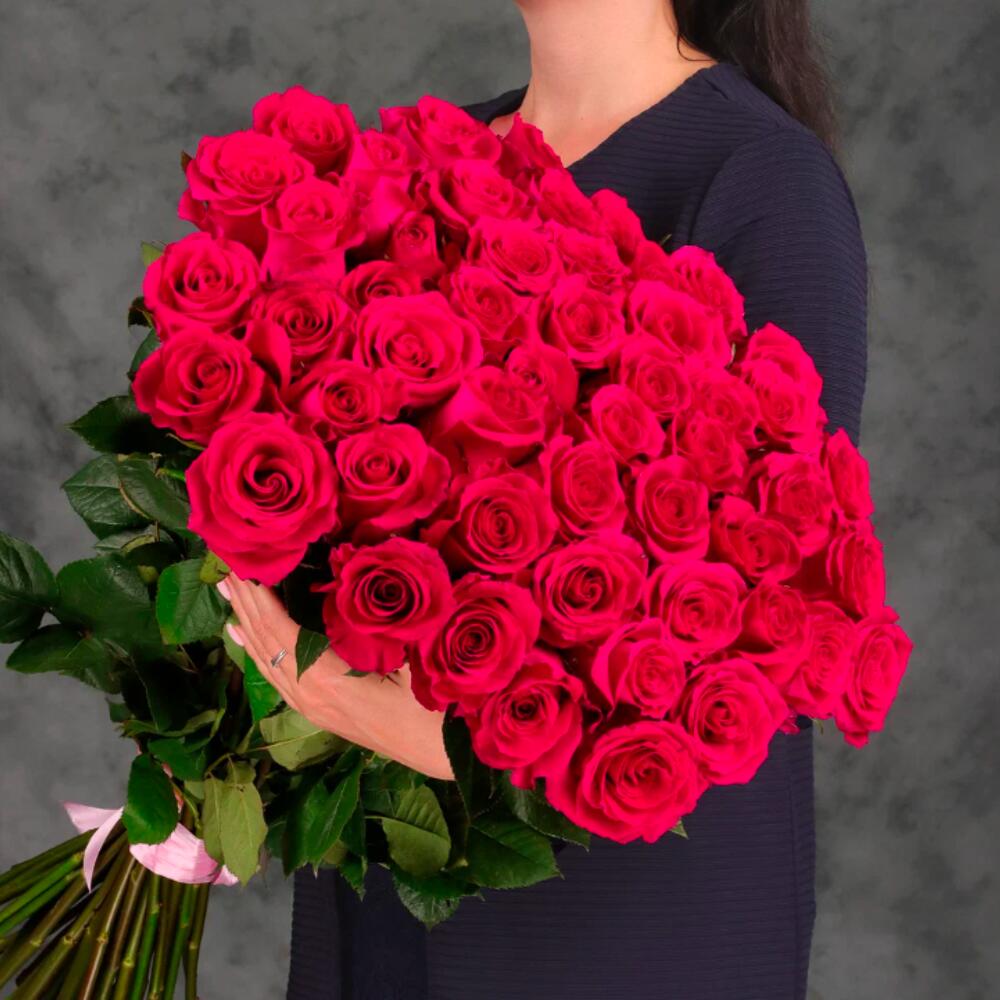 Букет 55 розовых роз